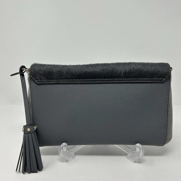 Kate Spade Laurel Way Haircalf Greer Crossbody Shoulder Bag Purse Smoky Gray - Picture 6 of 16
